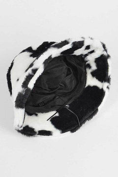 Trendy Cow Print Faux Fur Bucket Hat for Ultimate Style