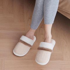 Cozy Slippers for Women Indoor and Outdoor Fuzzy House Shoes with Memory Foam Anti-Skid Sole Gifts for Women Mom Ladies 5-6 Women/3-4 Men Beige