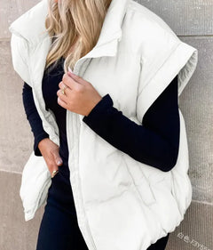 Solid Color Cotton-padded Vest Coat