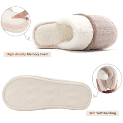 Cozy Slippers for Women Indoor and Outdoor Fuzzy House Shoes with Memory Foam Anti-Skid Sole Gifts for Women Mom Ladies 5-6 Women/3-4 Men Beige