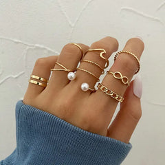 Fashion Boho Crystal Joint Ring Set