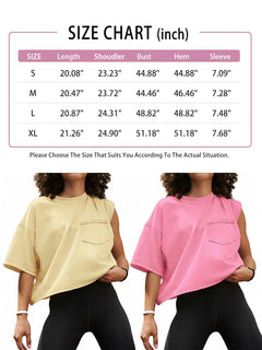 ATHMILE Womens Oversized T-Shirts Short Sleeve Workout Crop Tops Casual Drop Shoulder Boxy Roll Hem Basic Loose Tees Medium Lightkhaki