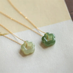 Hetian Jade Plum Blossom Pendant Necklace