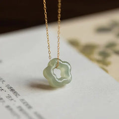 Hetian Jade Plum Blossom Pendant Necklace