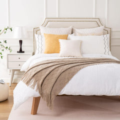 Khaki Decorative Throw Blanket for Couch and Bed, Boho Taupe Design, 50" x 60"