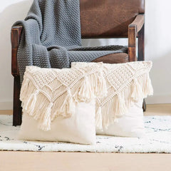 Cotton Linen Macrame Hand-woven Pillow Covers