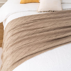 Khaki Decorative Throw Blanket for Couch and Bed, Boho Taupe Design, 50" x 60"