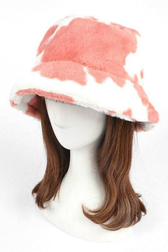 Trendy Cow Print Faux Fur Bucket Hat for Ultimate Style