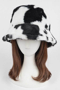 Trendy Cow Print Faux Fur Bucket Hat for Ultimate Style