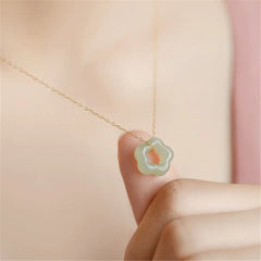 Hetian Jade Plum Blossom Pendant Necklace