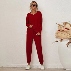 Fashion Casual Solid Sleepwear Set