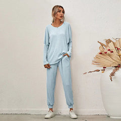 Fashion Casual Solid Sleepwear Set