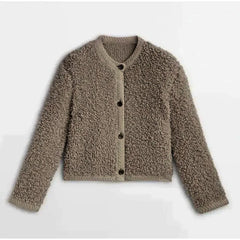 Lamb wool Coat O-neck Long Sleeve