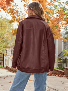 AUTOMET Womens Oversized Leather Jackets Faux Suede Fall Fashion Motorcycle Coats Winter Outfits Clothes 2024 XX-Large Winered