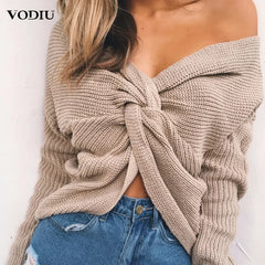 Korean Knitted V-Neck Plus Size Sweater: 2020 Winter Women's Fashion